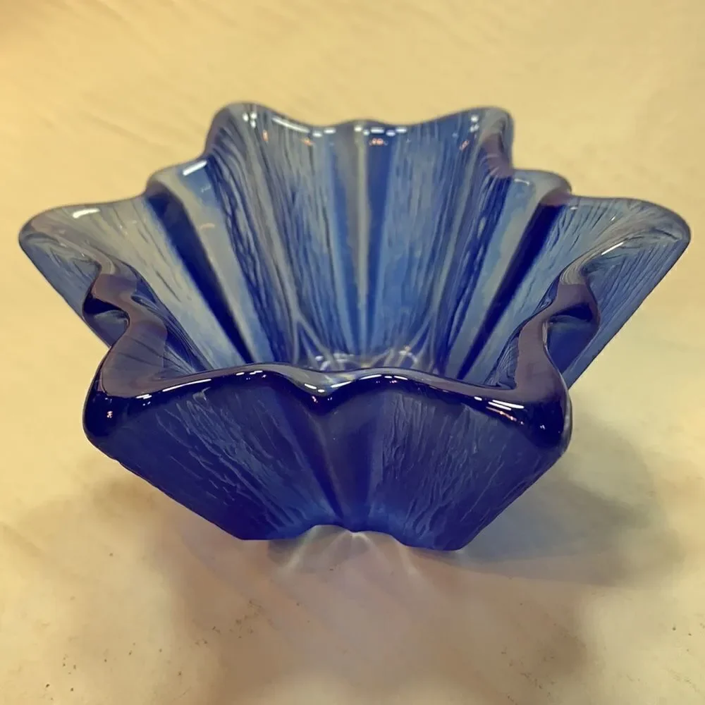 2 Blue Glass Candle Votive Holders